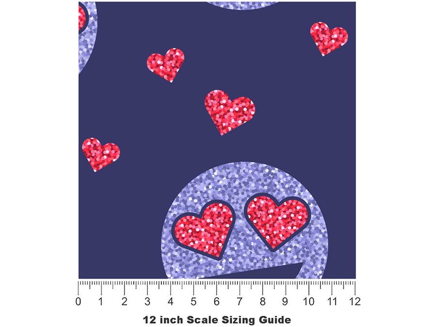 Lovey Dovey Emoji Vinyl Film Pattern Size 12 inch Scale~Rwraps Lovey Dovey Emoji Sizing Chart~2
