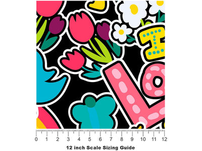 Lovey Dovey Sticker Bomb Vinyl Film Pattern Size 12 inch Scale~Rwraps Lovey Dovey Sticker Bomb Sizing Chart~3