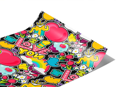Lovey Dovey Sticker Bomb Vinyl Wraps~Rwraps Series 914 Digitally Printed Vinyl Wrap~1