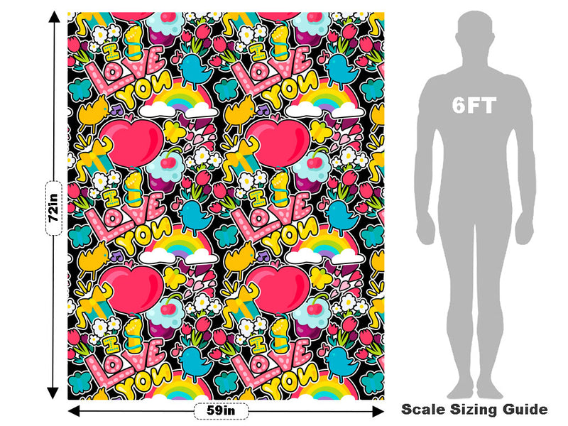 Lovey Dovey Sticker Bomb Vehicle Wrap Scale~Rwraps Series 914 Lovey Dovey Sticker Bomb Measurements~2