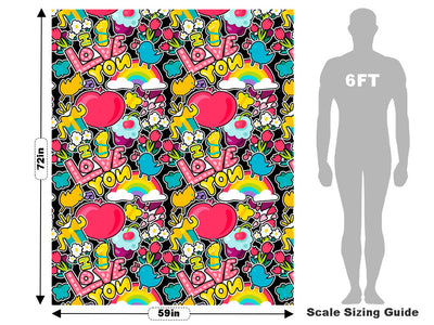 Lovey Dovey Sticker Bomb Vehicle Wrap Scale~Rwraps Series 914 Lovey Dovey Sticker Bomb Measurements~2