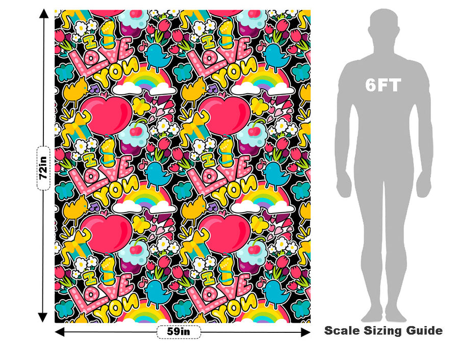 Lovey Dovey Sticker Bomb Vehicle Wrap Scale~Rwraps Series 914 Lovey Dovey Sticker Bomb Measurements~2