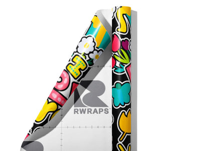 Lovey Dovey Sticker Bomb Wrap Film Sheets~Rwraps Series 914 Lovey Dovey Sticker Bomb Scrolled Sheet~4