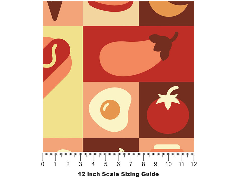 Lunchtime Menu Mosaic Vinyl Film Pattern Size 12 inch Scale~Rwraps Lunchtime Menu Mosaic Sizing Chart~2