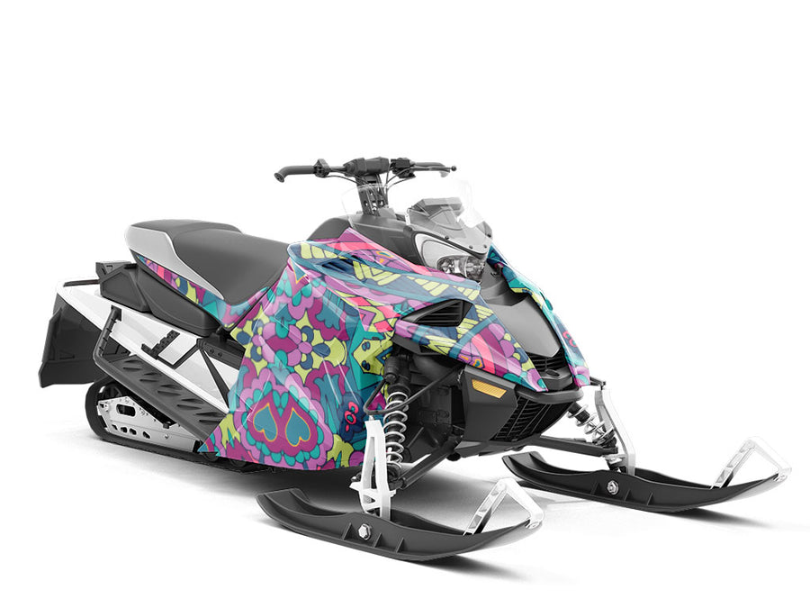 Magenta Love Mandala Custom Wrapped Snowmobile