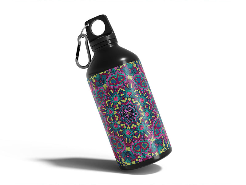 magenta love mandala Water Bottle DIY Stickers