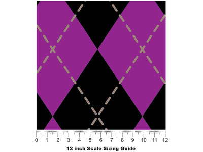 Magenta Matters Argyle Vinyl Film Pattern Size 12 inch Scale~Rwraps Magenta Matters Argyle Sizing Chart~2