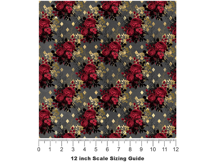 Magenta Ranunculus Gothic Vinyl Film Pattern Size 12 inch Scale~Rwraps Magenta Ranunculus Gothic Sizing Chart~2