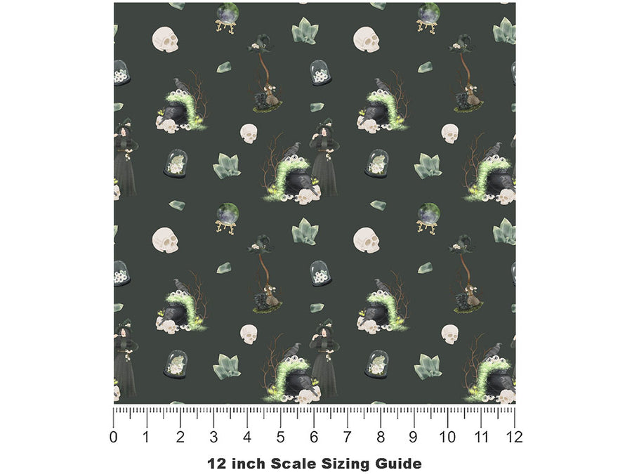 Magic Brew Witch Vinyl Film Pattern Size 12 inch Scale~Rwraps Magic Brew Witch Sizing Chart~2