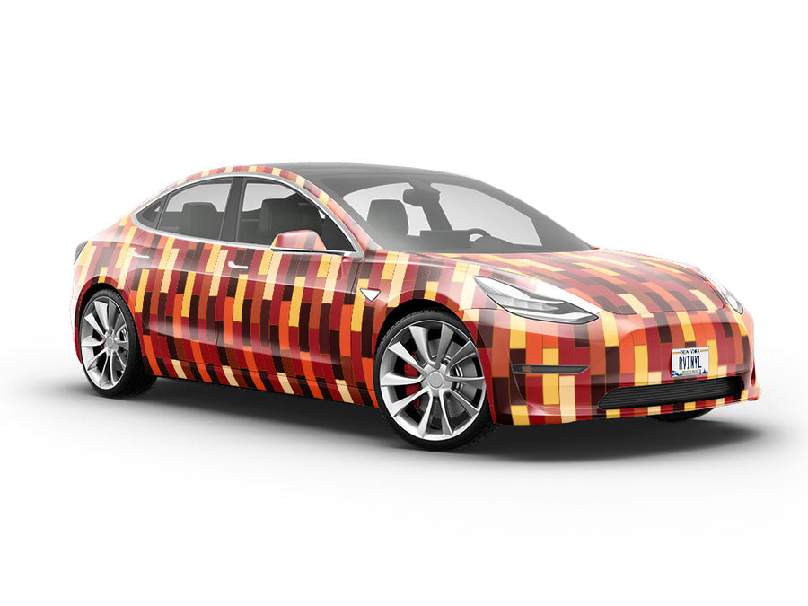 Mahogany Brown Brick Vehicle Vinyl Wrap