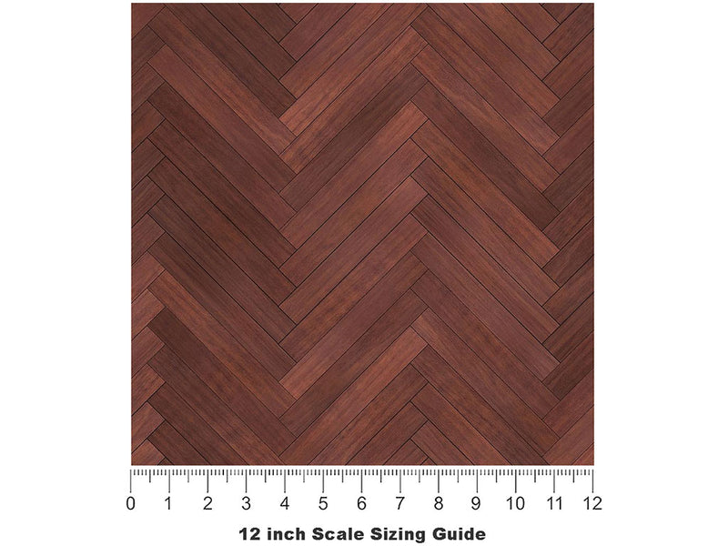 Mahogany  Wooden Parquet Vinyl Film Pattern Size 12 inch Scale~Rwraps Mahogany  Wooden Parquet Sizing Chart~3