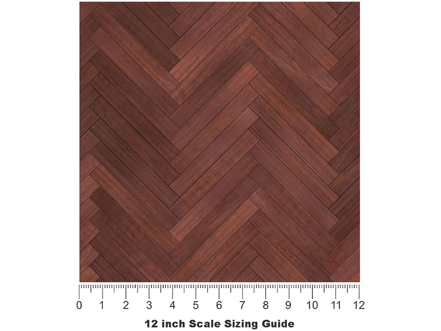 Mahogany  Wooden Parquet Vinyl Film Pattern Size 12 inch Scale~Rwraps Mahogany  Wooden Parquet Sizing Chart~3