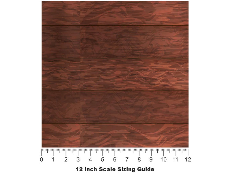 Mahogany  Wood Plank Vinyl Film Pattern Size 12 inch Scale~Rwraps Mahogany  Wood Plank Sizing Chart~3
