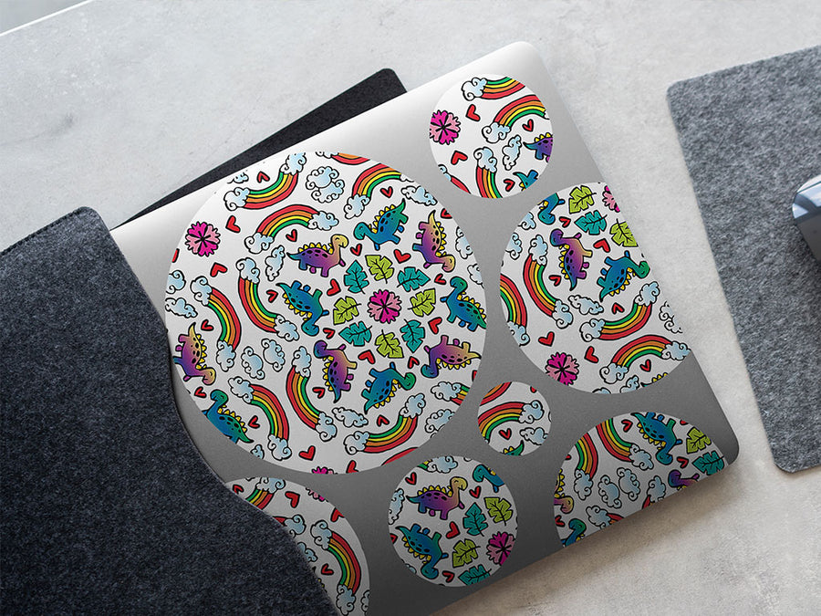 mandala rainbows dinosaur DIY Laptop Stickers