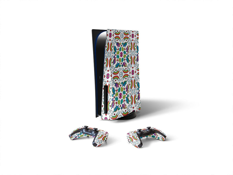 mandala rainbows dinosaur Sony PS5 DIY Skin