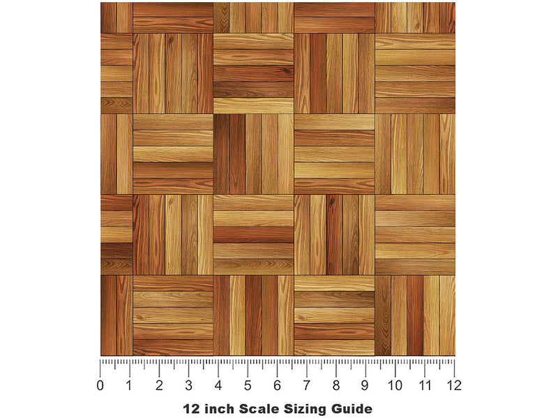 Maple  Wooden Parquet Vinyl Film Pattern Size 12 inch Scale~Rwraps Maple  Wooden Parquet Sizing Chart~3