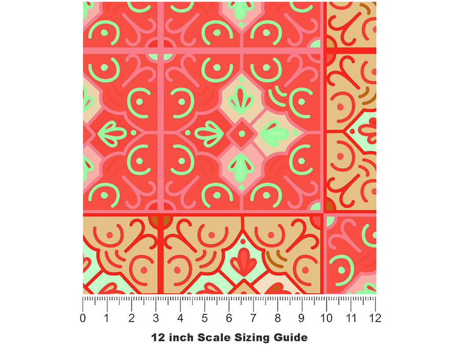 Marigold Tile Vinyl Film Pattern Size 12 inch Scale~Rwraps Marigold Tile Sizing Chart~3