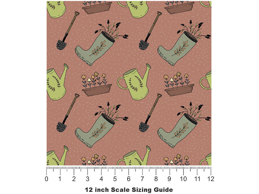 Maroon Gear Gardening Vinyl Film Pattern Size 12 inch Scale~Rwraps Maroon Gear Gardening Sizing Chart~2