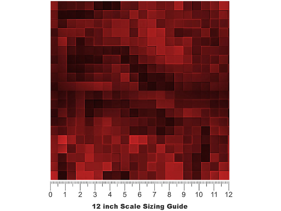 Maroon Lagoon Pixel Vinyl Film Pattern Size 12 inch Scale~Rwraps Maroon Lagoon Pixel Sizing Chart~2