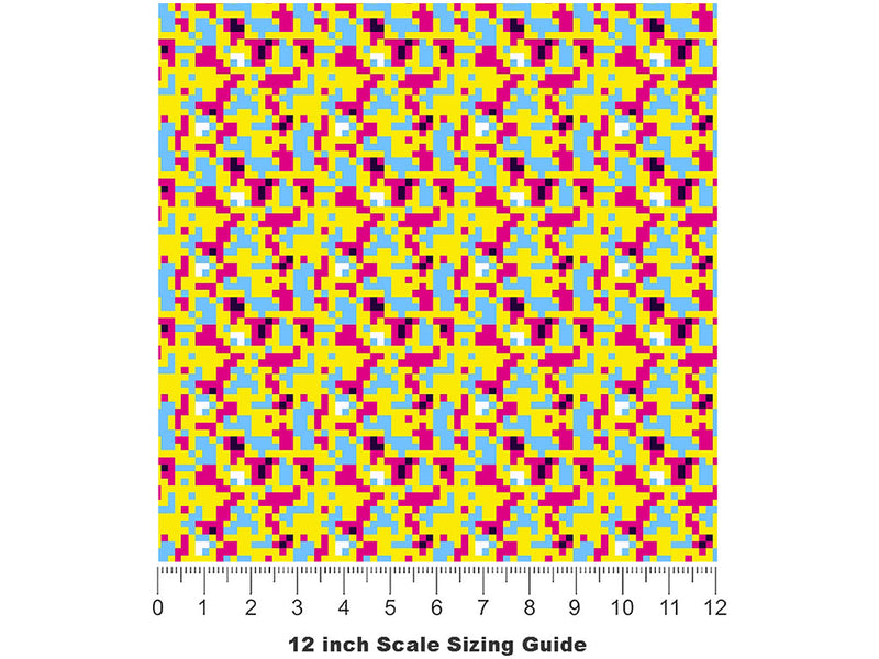 Mellow Out Pixel Vinyl Film Pattern Size 12 inch Scale~Rwraps Mellow Out Pixel Sizing Chart~2