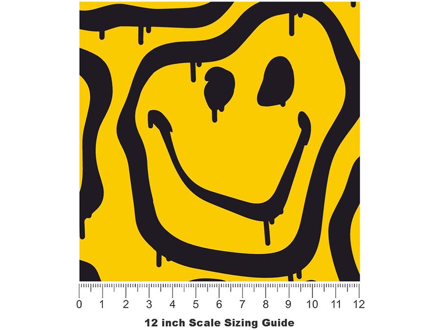 Melting Smiles Graffiti Vinyl Film Pattern Size 12 inch Scale~Rwraps Melting Smiles Graffiti Sizing Chart~3