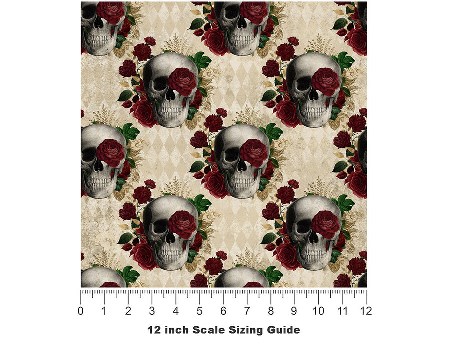 Memento Mori Gothic Vinyl Film Pattern Size 12 inch Scale~Rwraps Memento Mori Gothic Sizing Chart~2