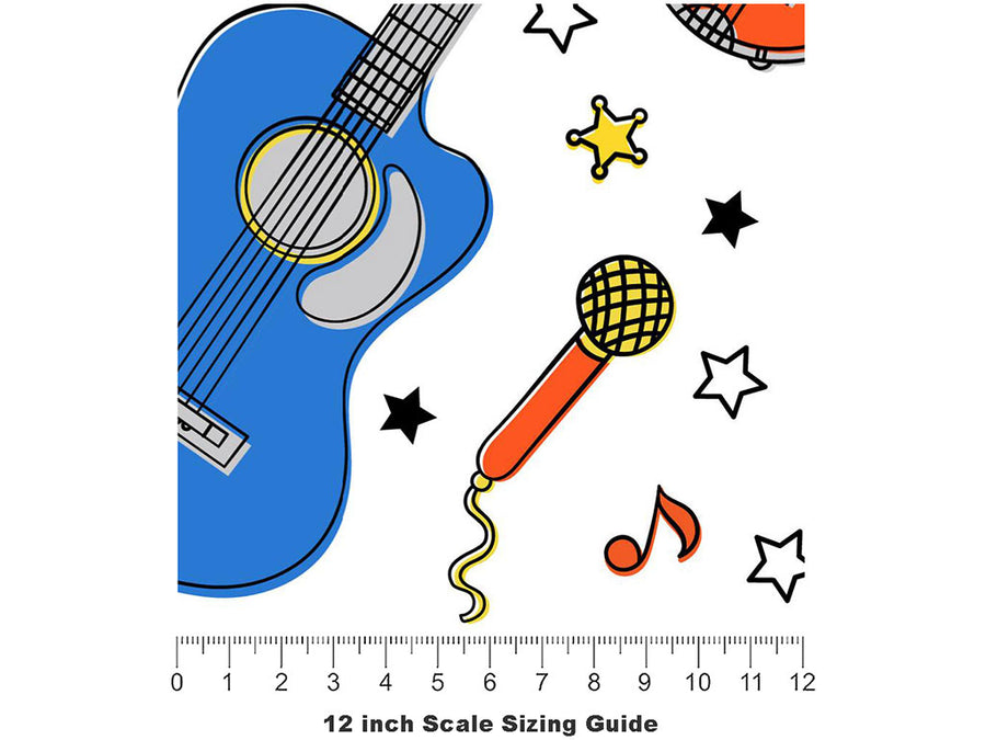 Memphis Dreams Americana Vinyl Film Pattern Size 12 inch Scale~Rwraps Memphis Dreams Americana Sizing Chart~3