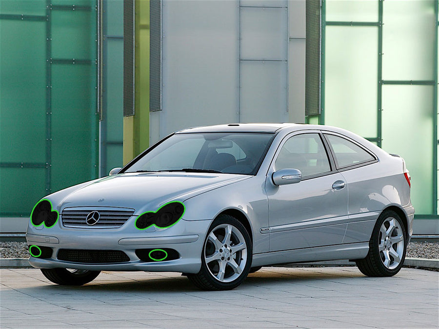 mercedes-benz c-class 2001-2007 (coupe) Headlight Tint Location
