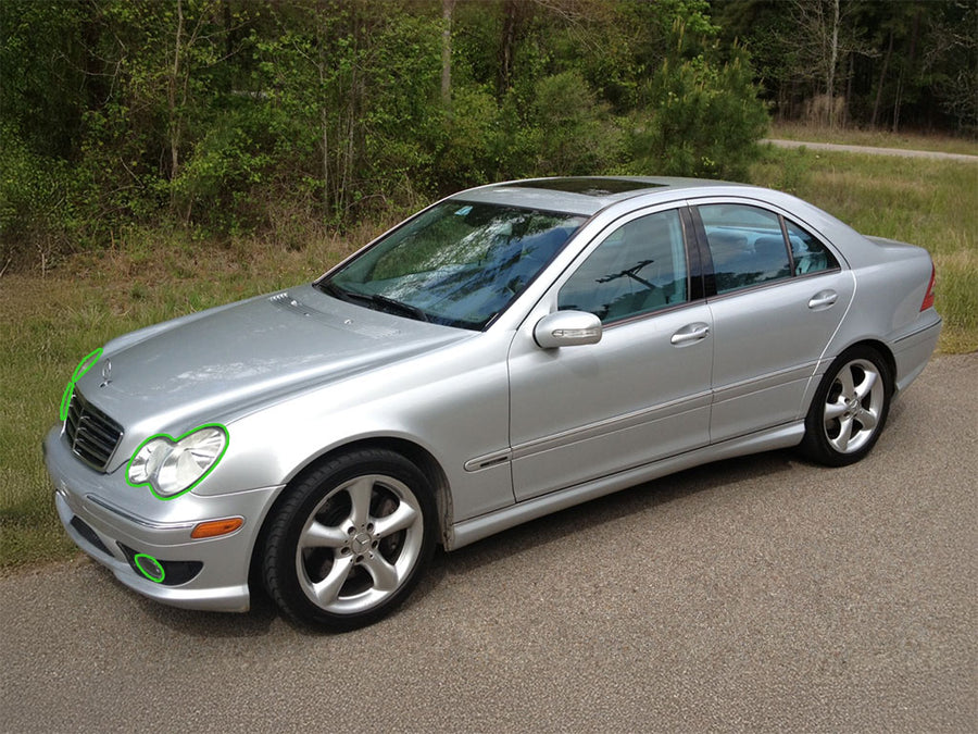 mercedes-benz c-class 2005-2011 (sedan) Headlight Protection Installation Location