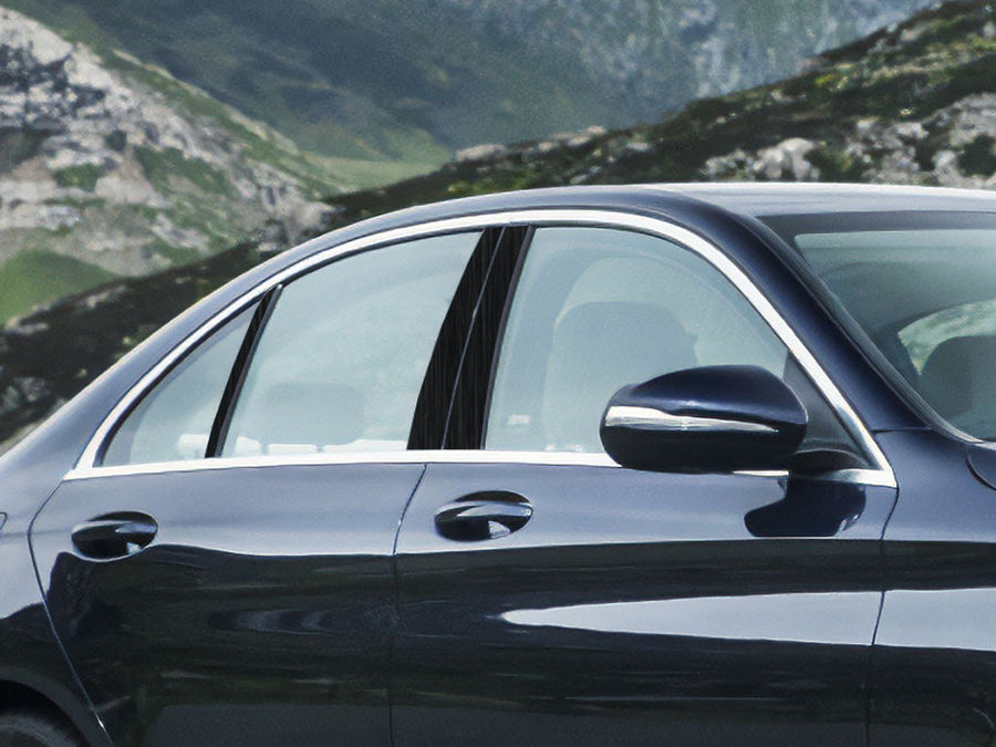 mercedes-benz c-class 2008-2014 (sedan) Brushed Aluminum Black Pillar Cover Diagram
