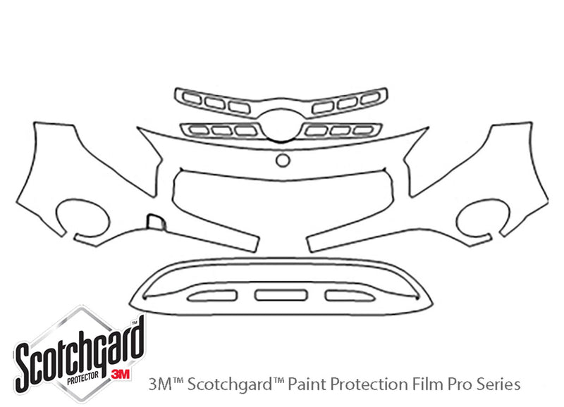 gla-class 3M Clear Bra Bumper Precut PPF Diagram