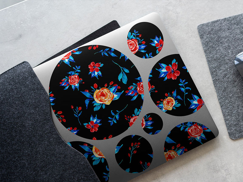 midnight begonias floral DIY Laptop Stickers