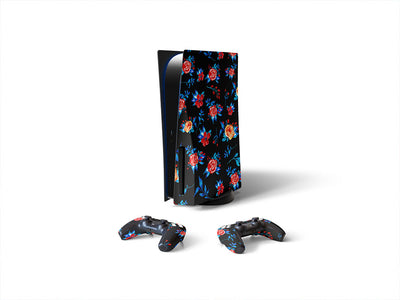 midnight begonias floral Sony PS5 DIY Skin