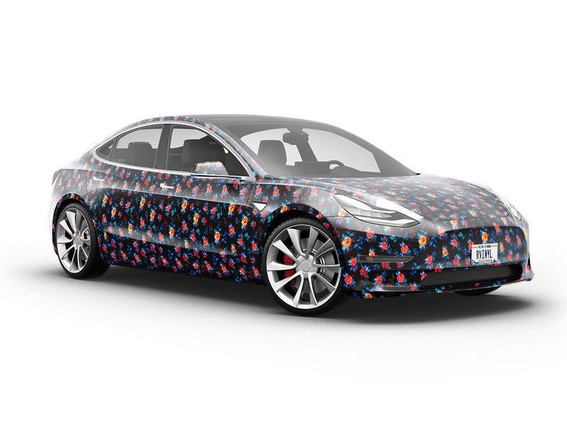 Midnight Begonias Floral Vehicle Vinyl Wrap