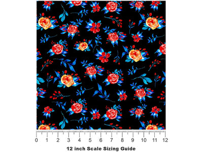 Midnight Begonias Floral Vinyl Film Pattern Size 12 inch Scale~Rwraps Midnight Begonias Floral Sizing Chart~2