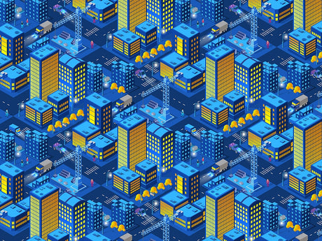 Midnight Construction Cityscape Vinyl Wrap Pattern~Rwraps Series 914 Digitally Printed Vinyl Wrap~0
