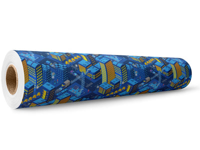 Midnight Construction Cityscape Wrap Film Wholesale Roll~Rwraps Series 914 Digitally Printed Vinyl Roll~5