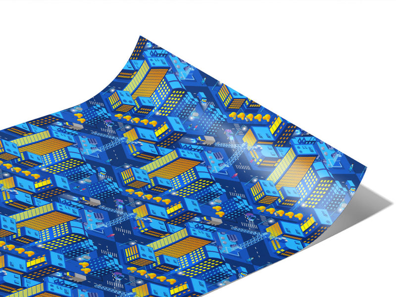 Midnight Construction Cityscape Vinyl Wraps~Rwraps Series 914 Digitally Printed Vinyl Wrap~1