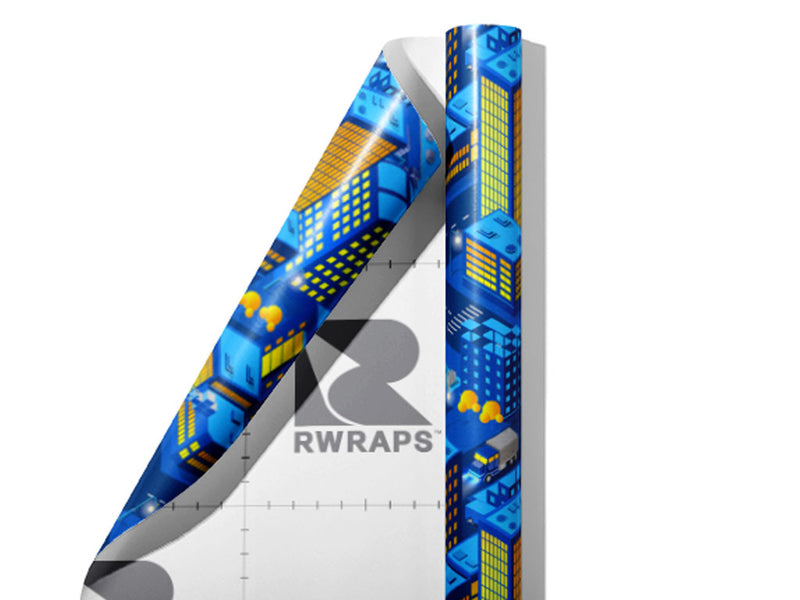 Midnight Construction Cityscape Wrap Film Sheets~Rwraps Series 914 Midnight Construction Cityscape Scrolled Sheet~4