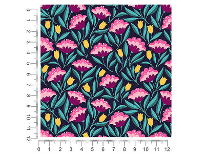 midnight deco floral 1ft x 1ft Craft Sheets