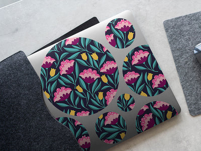 midnight deco floral DIY Laptop Stickers