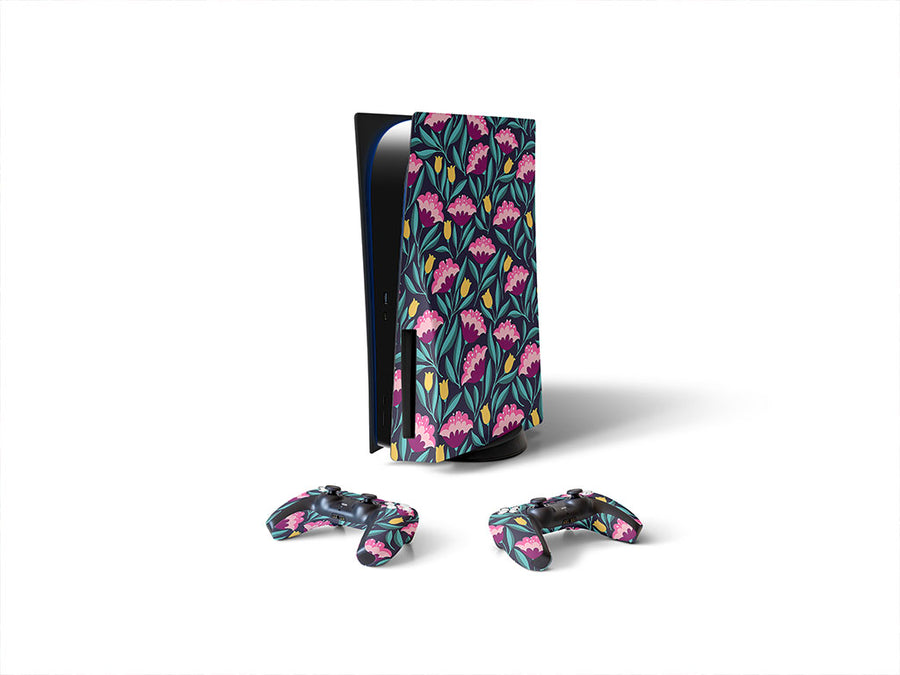 midnight deco floral Sony PS5 DIY Skin