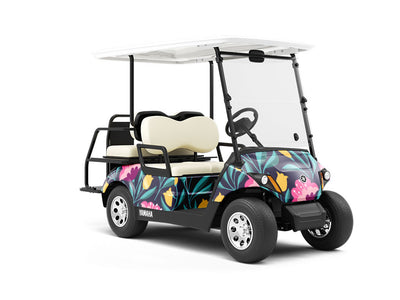 Midnight Deco Floral Wrapped Golf Cart