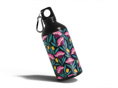 midnight deco floral Water Bottle DIY Stickers