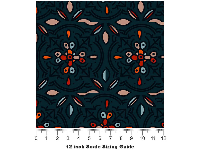 Midnight Garden Tile Vinyl Film Pattern Size 12 inch Scale~Rwraps Midnight Garden Tile Sizing Chart~3