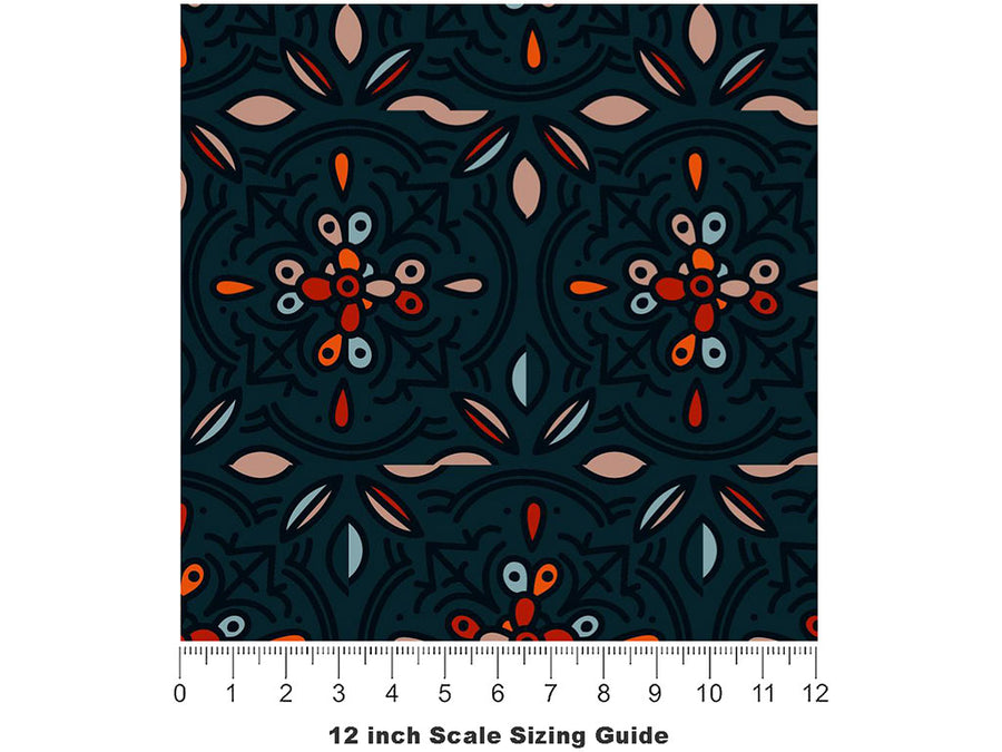 Midnight Garden Tile Vinyl Film Pattern Size 12 inch Scale~Rwraps Midnight Garden Tile Sizing Chart~3
