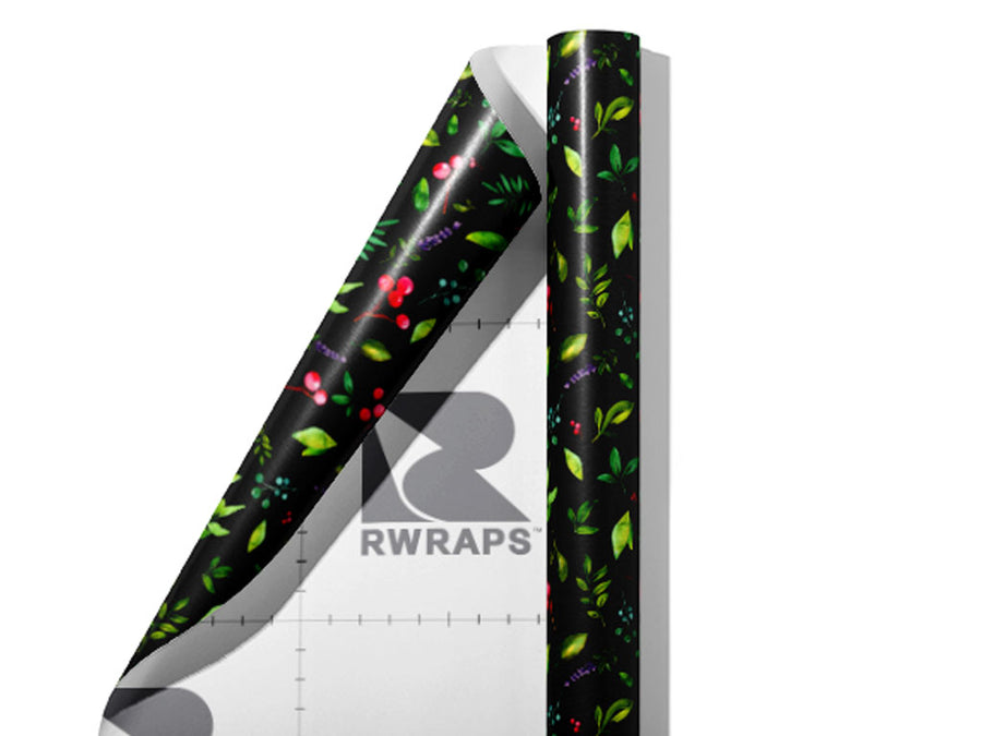 Midnight Holly Floral Wrap Film Sheets~Rwraps Series 914 Midnight Holly Floral Scrolled Sheet~3
