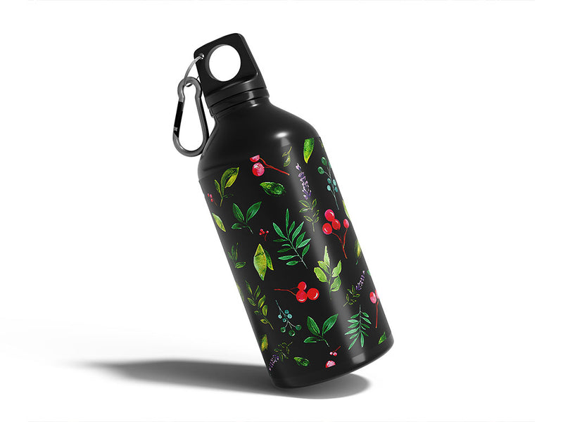 midnight holly floral Water Bottle DIY Stickers
