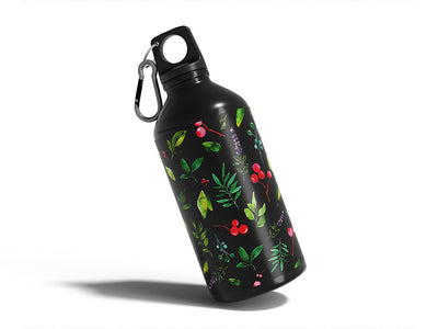 midnight holly floral Water Bottle DIY Stickers