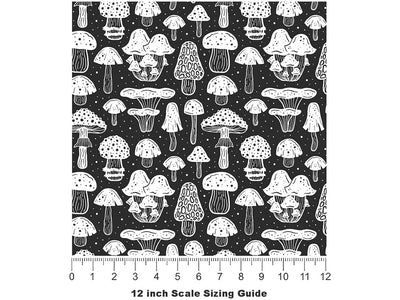 Midnight Mycelium Mushroom Vinyl Film Pattern Size 12 inch Scale~Rwraps Midnight Mycelium Mushroom Sizing Chart~2